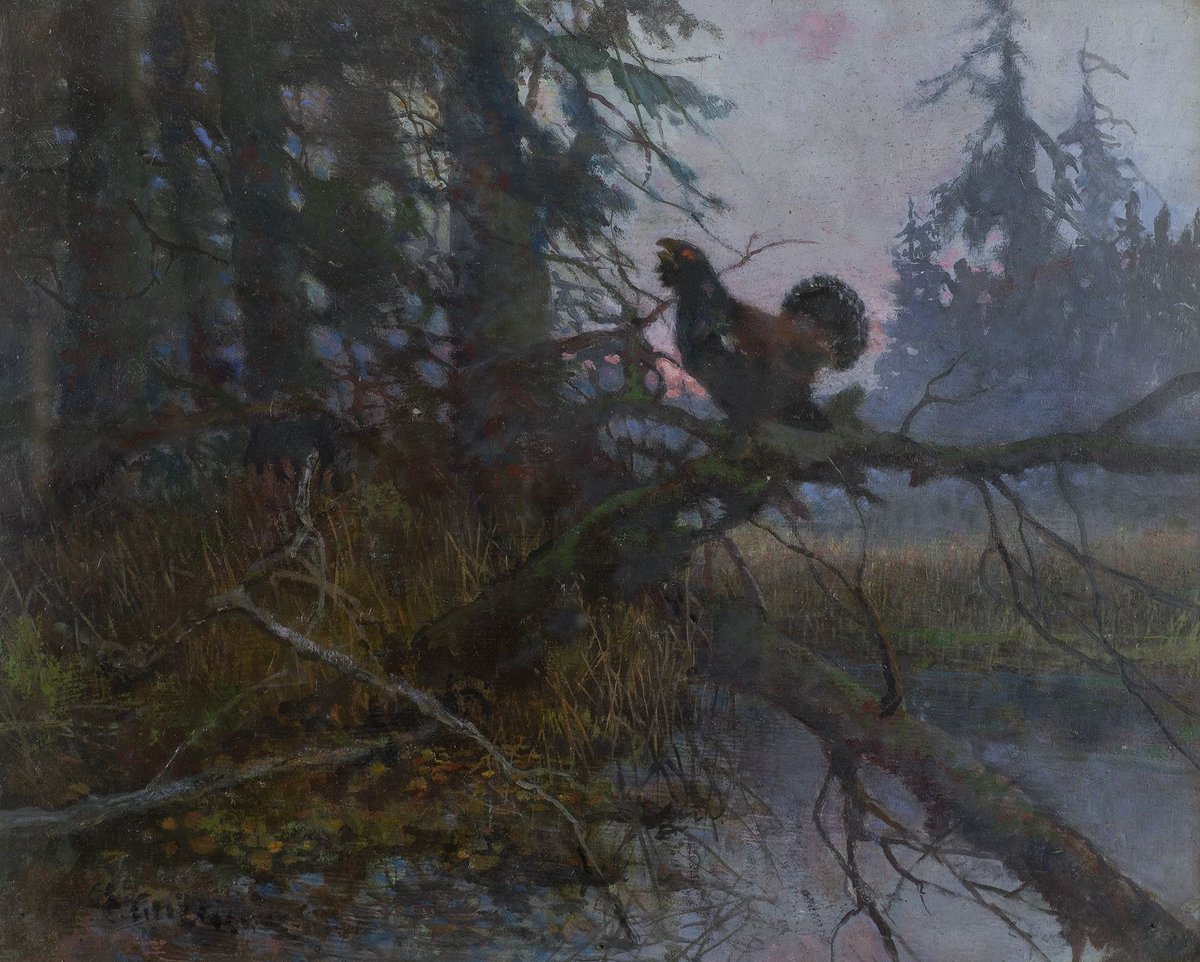 polmastersofart's tweet photo. Edmund Cieczkiewicz - Głuszec (olej na tekturze, 36 x 45 cm), przed 1958. #PolishMastersofArt https://t.co/J5d6rcsqgw