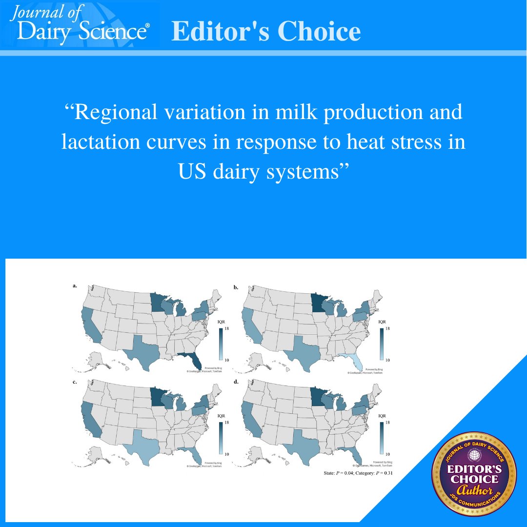 ADSAorg's tweet photo. Does milk production in response to heat stress look the same nationwide? A @tamuansc team led by Courtney L. Daigle investigates in the latest #JournalofDairyScience ➡️ https://t.co/pZg0Z9zFU4

#DairyScience #SocietyPubs #TAMUANSC https://t.co/jfB1CpEbqY