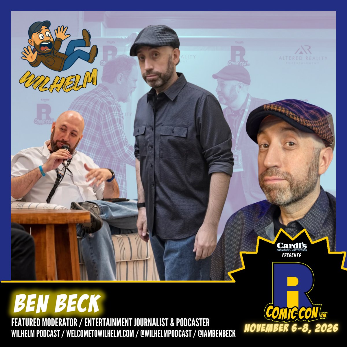 ricomiccon's tweet photo. MEET YOUR RICC 2026 MODERATORS: BEN BECK

From behind the scenes to center stage, Ben Beck knows entertainment!

An entertainment journalist, producer, and host of the Wilhelm podcast, Ben has interviewed over 200+ stars including Michael J. Fox, Giancarlo Esposito, and John Cleese just to name a few. As Media Director for Altered Reality Entertainment, he brings his passion for pop culture to the convention stage, along with industry experience on productions like Transformers: Revenge of the Fallen and It's Always Sunny in Philadelphia.

Get your tickets at https://t.co/8RV4aE5QjQ!
#RICC2026 #RhodeIslandComicCon #BenBeck #WilhelmPodcast