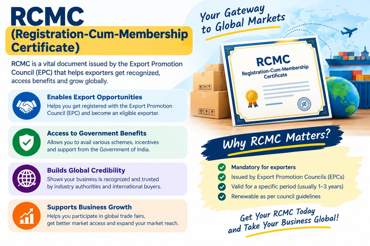 setupfilling's tweet photo. 🌍 RCMC Registration in India – Simplify Your Export Business!

📞 Call: +91 9818209246
🌐 https://t.co/OLwNLknZhs

#RCMCRegistration #RCMCIndia #ExportBusiness #ExportersIndia #ExportPromotionCouncil #ImportExport #DGFT #ExportCompliance #BusinessRegistration #SetupFiling https://t.co/vPg3VuG8tN