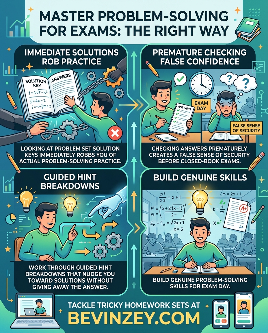 bevinzey's tweet photo. Don't rob your own practice! Solution keys create false confidence, but guided hint breakdowns build genuine problem-solving skills for exam day.   

👉 Bevinzey

#genuineskills #problemsolving #examprep #studytips #guidedlearning #bevinzey https://t.co/mLCTdhSeCy
