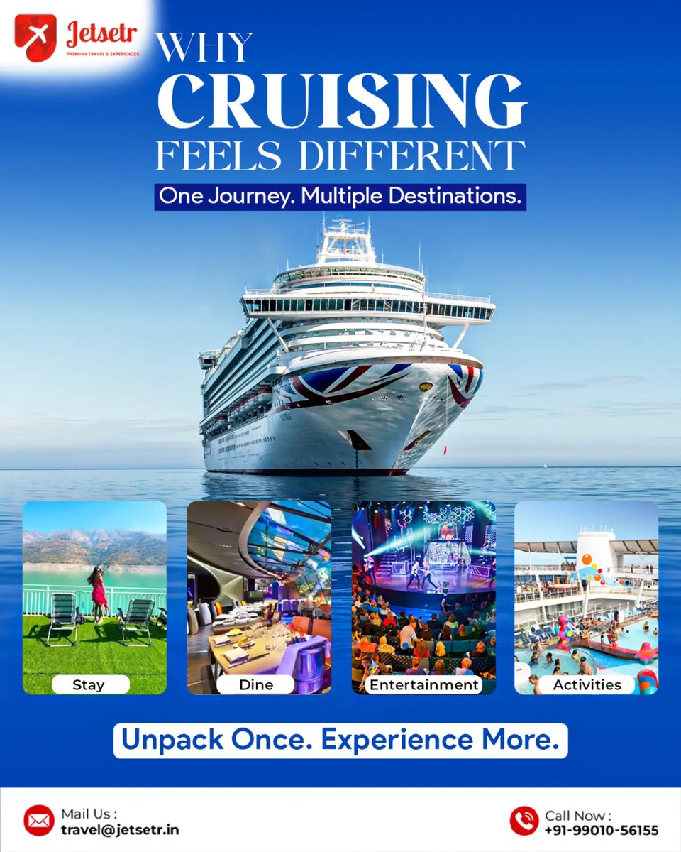MaheerMlla's tweet photo. One journey, endless memories. Wake up to a new destination every day, enjoy world-class dining and entertainment, and unpack just once. Let Jetsetr plan your perfect cruise holiday. https://t.co/zXa0PO4weZ