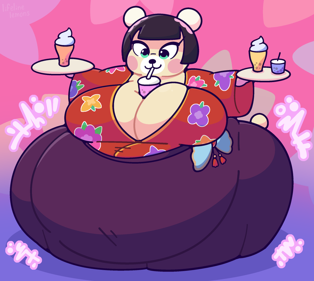 lifelinelemons's tweet photo. confection for @/j-orkingit from other site: pekoe's enjoying quite a bit of boba, to the point it might be impacting her figure https://t.co/g4zqxAEaEp