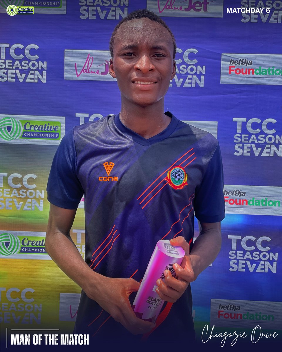 RealSapphireFC's tweet photo. THREE GOALS. ONE STATEMENT. 🏆🔥

Chiagozie Onwe delivers a hat-trick performance and takes home the Man of the Match award.

Deserved recognition.
Gladiator mentality. ⚔️

#RealSapphireFC #FootballGladiators #TCCLeague27 #RESIGA #MD6 https://t.co/894bBg7Z5J