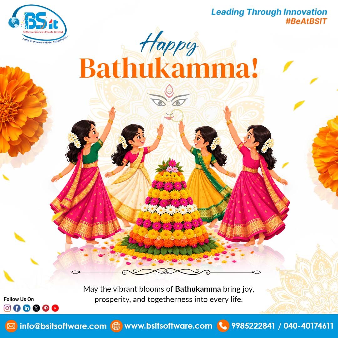 bsitsoftware's tweet photo. Happy Bathukamma! 🌼

May this beautiful Telangana festival bring joy, prosperity, and togetherness to every home.

Wishing everyone a colourful and joyful celebration!

#BSITSoftwareServices #HappyBathukamma #TelanganaCulture https://t.co/gYwSXv1A9s