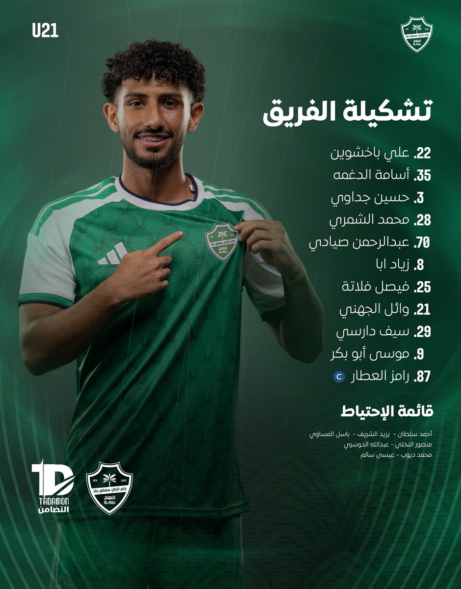 ALAHLI_YOUTH's tweet photo. تشكيلة المباراة 📄

#الأهلي_التضامن U21 https://t.co/JbVPFFE5yZ