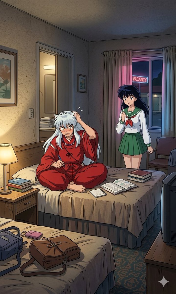 AomeZstar's tweet photo. En un cuarto de hotel nerviosos!
#Kagome #IAart #IAgenerated #Inuyasha #Anime #cuartodehotel https://t.co/ayRRR7IbsJ