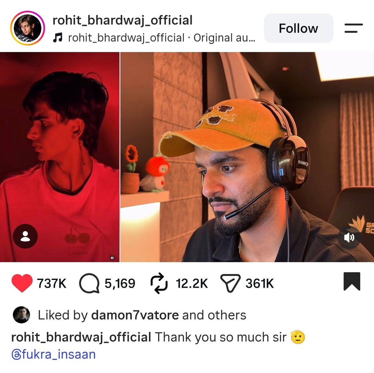 ThorHoonMai's tweet photo. Haters keep trolling Abhishek for making reaction videos, while the people whose reels he reacts to proudly post his reaction clips on their own Instagram. Getting a Fukra reaction is an achievement in itself 🔥👑 

#AbhishekMalhan https://t.co/cf1IVt5Dsp