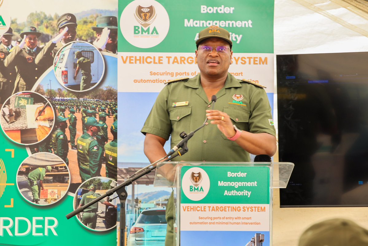 TheBMA_SA's tweet photo. #VTSLaunch 
Today, the Border Management Authority (BMA), led by Commissioner Dr Michael Masiapato,launched the Vehicle Targeting System (VTS) at Lebombo Port of Entry in Komatipoort, marking another milestone in the BMA’s  digital transformation journey. https://t.co/szeP3oJbyL
