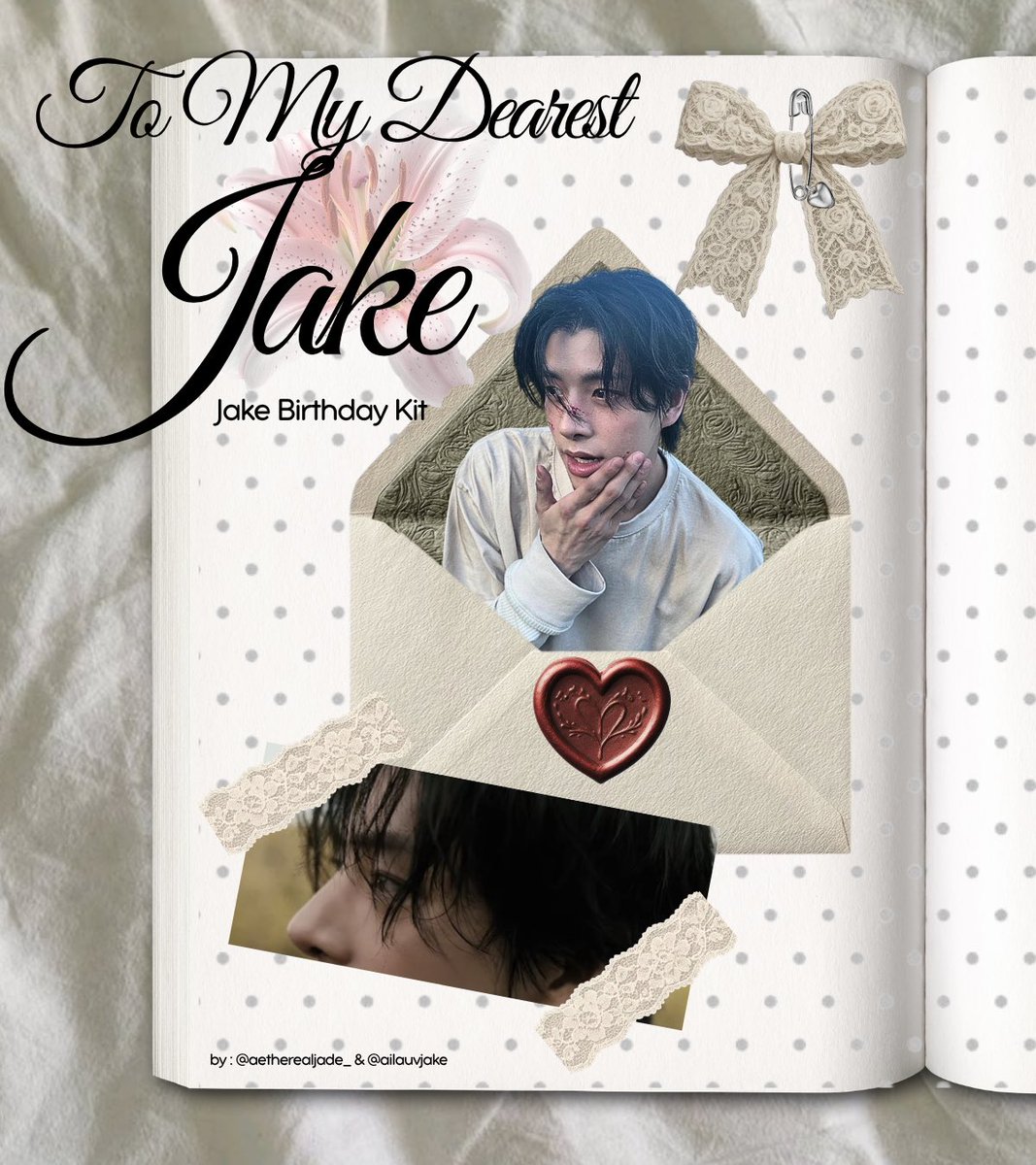 aetherealjade_'s tweet photo. 𓂃 ࣪˖ 𝓣𝓸 𝓜𝔂 𝓓𝓮𝓪𝓻𝓮𝓼𝓽, 𝓙𝓪𝓴𝓮 💌

ENHYPEN JAKE BIRTHDAY KIT 2026
by @aetherealjade_ &amp; @ailauvjake ♡

a little something for all of Jake’s darlings 💕

୨୧ https://t.co/9ERkT0ChIl
୨୧ PO: 18—31 OCT 2026
୨୧ INA buyer only 🇮🇩

♡ likes &amp; rt are deeply appreciated! 💌 https://t.co/4GxRliPuAj