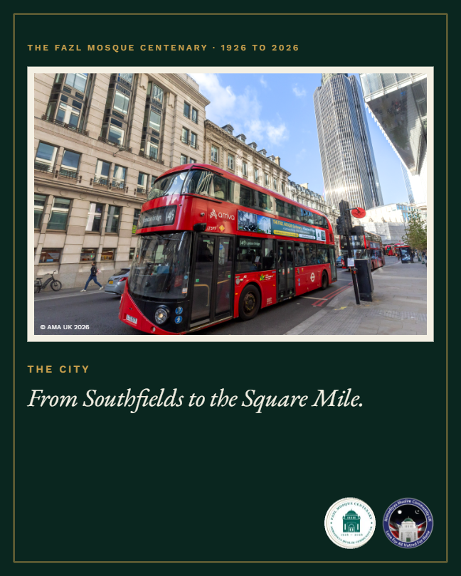 AhmadiyyaUK's tweet photo. Still rolling through London.

Our Fazl Mosque centenary banner has been out on London’s red buses, past Westminster, Battersea Power Station, London Bridge and into the City.

Spotted it yet? Tag us. https://t.co/CMi8jGiUka