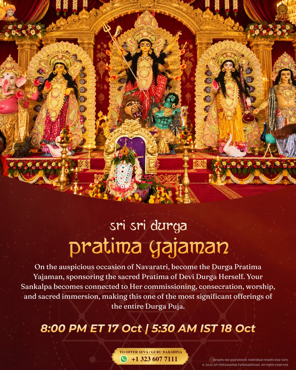 KUNAWHealth's tweet photo. 🙏Celebrate Navaratri as Durga Pratima Yajaman! 

✨ Sponsor Devi Durga’s sacred Pratima &amp; connect your Sankalpa to Her divine consecration, worship &amp; immersion. 

🗓️ Oct 17, 8 PM ET / Oct 18, 5:30 AM IST 📞 +1 323 607 7111 https://t.co/DrRG4O44vK