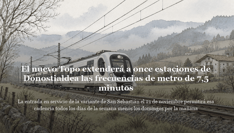Windwer's tweet photo. Vaya CUTRADA de ilustración del Topo🚈que habéis realizado, @diariovasco 🤦

Eso no se parece a una UT900. ¿Ni GPT habéis usado bien?

La apertura se merece algo mejor.  Os dejo la imagen corregida. DOS minutos he tardado... 
No era tan difícil👇

📷Imagen 1 DV vs  la 2 de GPT. https://t.co/BbwjcmVHSS