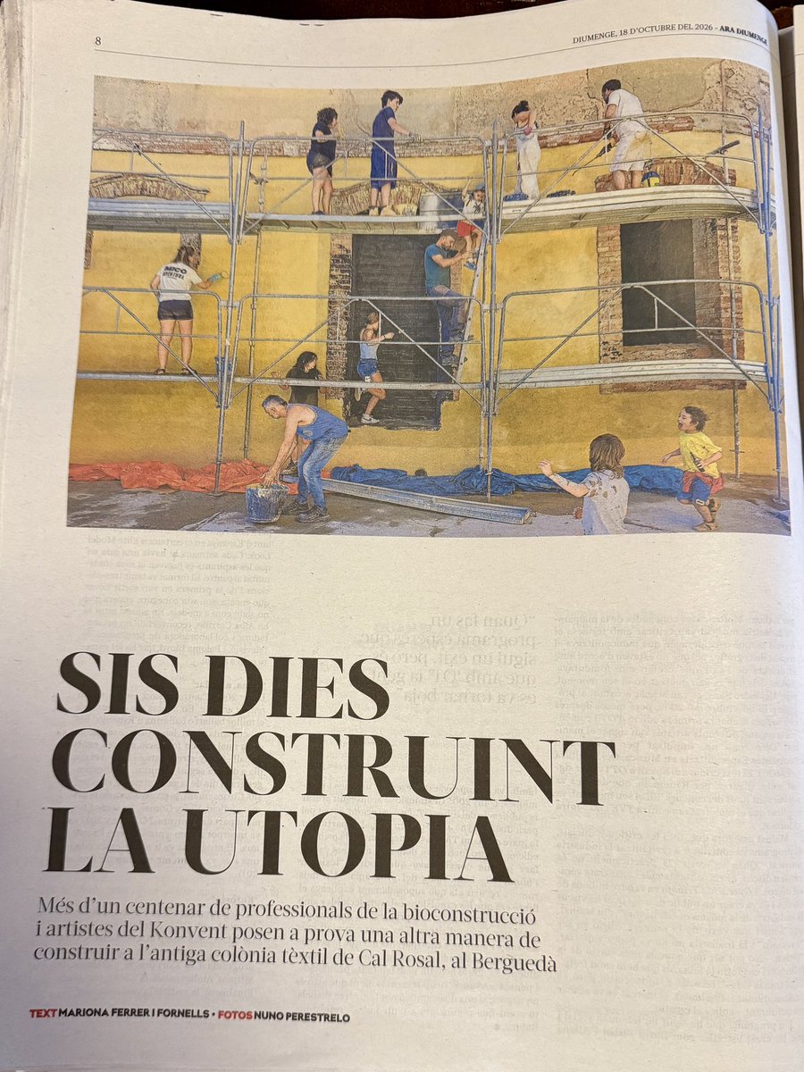 puntzero's tweet photo. «Sis dies construint la utopia». 
Avui, a @diariARA Diumenge, un magnífic reportatge sobre Konvent, bioconstrucció, comunitat i altres maneres de fer.
Text de  @Mariona_Ferrer i fotografies de @nunoperestrelo https://t.co/ydSPcf6ZCg