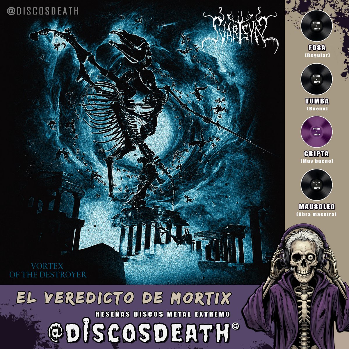 DiscosDeath's tweet photo. 🇸🇪Svartsyn-Vortex of the Destroyer.2025. Impresionante nuevo Lp de esta OMB,al frente Ornias. De locos mantener este nivel con 11 Lps en su carrera.Un Lp para escuchar detenidamente y comprobar el nivel de composición/técnica,con multitud de cambios.🕯️💀
🎧https://t.co/AVMgWgmQjh https://t.co/pmBFA5I8o0