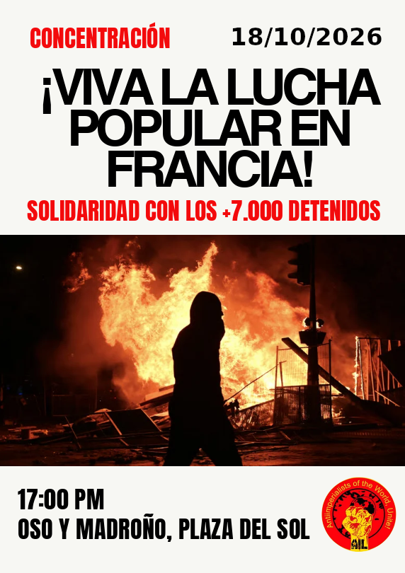 ServiralPueblo_'s tweet photo. 🔴Nos envían el siguiente cartel de una concentración en Sol.

"¡Viva la lucha popular en Francia!"

📅Domingo 18 - 17:00h https://t.co/dfeawGfrKA