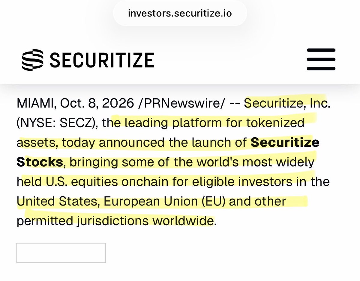 SMQKEDQG's tweet photo. ‼️OCTOBER 2026: RIPPLE PRIME WILL SUPPORT THE LAUNCH OF SECURITIZE STOCKS‼️

Securitize, the leading platform for tokenized assets, recently announced the upcoming launch of Securitize Stocks.🌐

This is an initiative to bring the world’s most widely held stocks on-chain for the first time.☝️

Ripple Prime is confirmed as a direct supporter of Securitize Stocks at LAUNCH.🔒

“Ripple Prime plans to support the launch of Securitize Stocks and explore opportunities to incorporate the assets into its broader institutional trading ecosystem.”✅

Remember: 

Ripple Prime and Securitize are both integrating with the XRPL.🎯

This is all documented below.📝👇