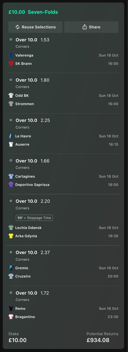 JamesMurphyTips's tweet photo. ⛳️ SUNDAY CORNERS

Load the bet: https://t.co/PD7ZIQDbu9

I have taken Over 10 for each match for Corners today - you can reduce the number if you're more comfortable, or you can take out some matches and do different levels too!

🔞 | Ad | Gamble Responsibly | T&amp;Cs Apply. https://t.co/LKWjGVo2z0