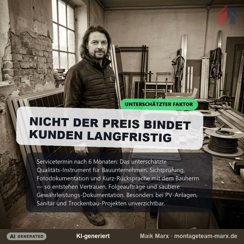 solarsorglos_de's tweet photo. 6 Monate nach Übergabe anrufen — kein Aufwand, aber maximale Wirkung. Wer das nicht tut, verschenkt Folgeaufträge. #MaikMarx #Handwerk

Mehr dazu: https://t.co/HkYJFjw6wt

🤖 KI-generiert https://t.co/yDWKb10g6R