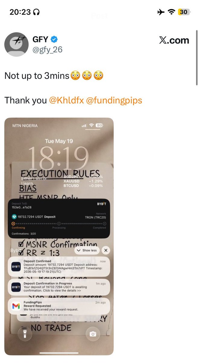 Rx_fxKing's tweet photo. Remember when @gfy_26 withdrew a massive $25K from a $25K @fundingpips account? 😳

The post hit 1M+ views, and the trader got paid. 💰

Now, @Khldfx has a humble request 🙏 Hopefully, he gives this trader another chance to bounce back and rise again. 📈

@MR_EUR0 @Isabelloisa1 https://t.co/BH1aK6GOdk