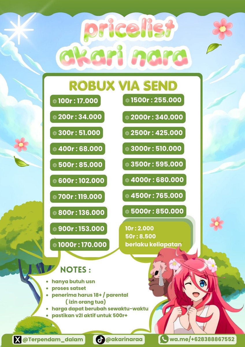 TerpendamDalam's tweet photo. minggu  senin  ke  Cimahi ?  mau  jajan  apa,  sini  ke Akari !  seller pembaik selalu  ready  proses  robux  visend clean &amp; legal, robox  via  send   usn  respon  gercep  proses  cepat 🛵💨 
coin  koin  line  via gift sticker stiker theme tema emot emoji juga ada yaah 
#zonauang https://t.co/EnjvbTirM7