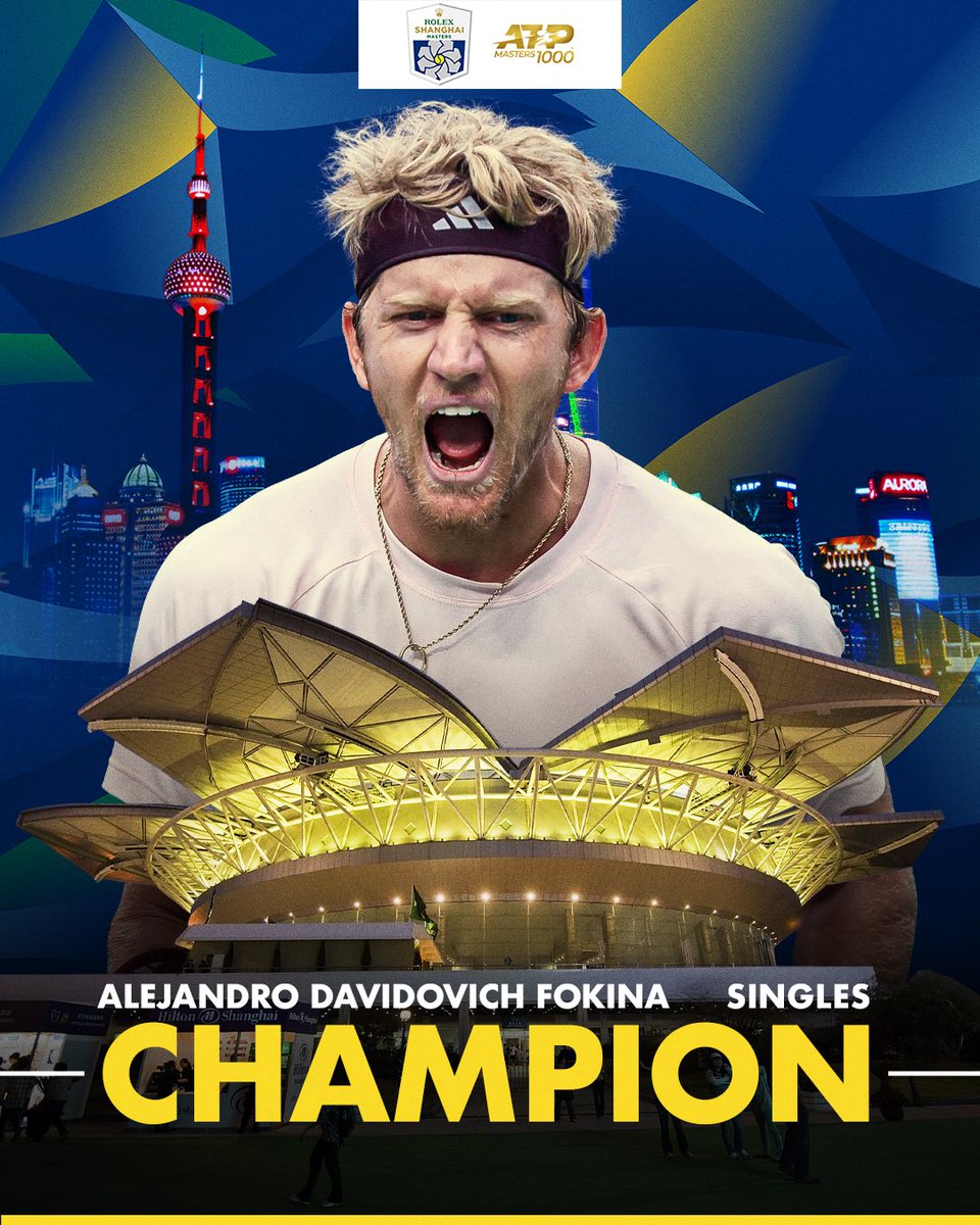 SH_RolexMasters's tweet photo. FOKI THE FIGHTER 😤🏆

After saving a match point in the third round, @alexdavidovich1 defeats Jodar to claim the title!

#RolexShanghaiMasters https://t.co/vsIiXtyipk