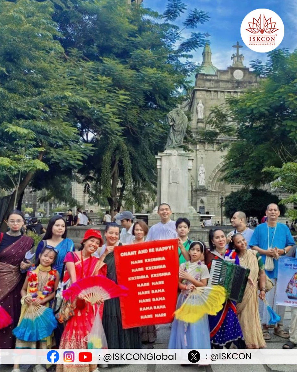 iskcon's tweet photo. The streets of Manila came alive with Harinama Sankirtan along with food and book distribution during the World Holy Name Festival.

ISKCON Manila, Sri Sri Radha Madhava Mandir, Taguig, brought the chanting of the Hare Krishna Mahamantra to the city streets and Rizal Park, sharing the joy of the Holy Name with everyone.