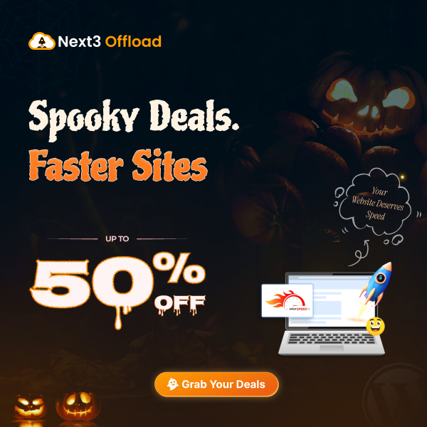 Next3Offload's tweet photo. 🎃 Slow WordPress site? Spooky Deals are here!

⚡ Next3 Offload: Up to 50% OFF

☁️ Cloud media offloading
🖼️ WebP &amp; AVIF optimization
🌍 CDN integration
👻 Less storage pressure. Smarter media delivery.

👉 https://t.co/AqFNWl4yM6

#WordPress #SpookyDeals #Next3Offload https://t.co/39LEvHe84t