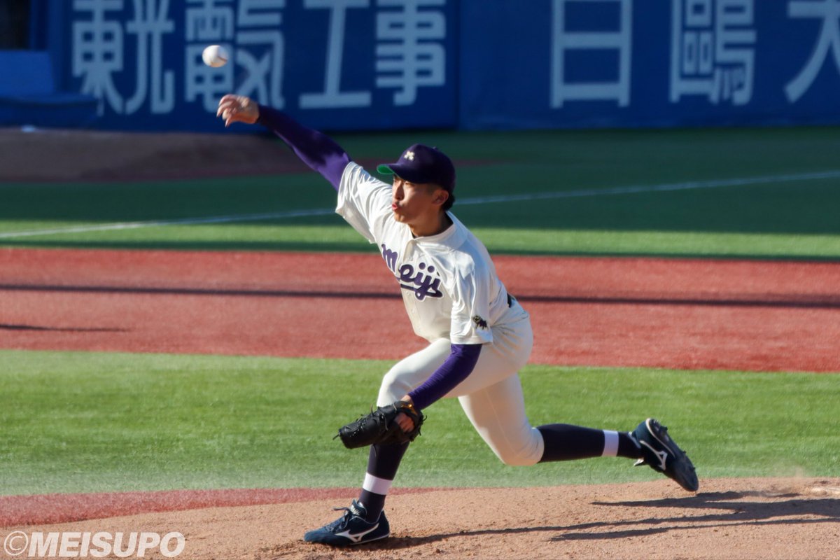 meisupobaseball's tweet photo. ⚾︎慶大２回戦𝗣𝗹𝗮𝘆𝗯𝗮𝗰𝗸⚾︎

先発の #湯田統真 投手が６回102球３失点で３勝目を挙げました✨７回裏からは #松本直 投手がマウンドに上がり３回を無失点に抑えました‼️

#meiji #big6 #明治 #東京六大学 #六大学野球 #野球 #繋げ。 #鎌倉学園 #仙台育英 https://t.co/y7TucDAulH