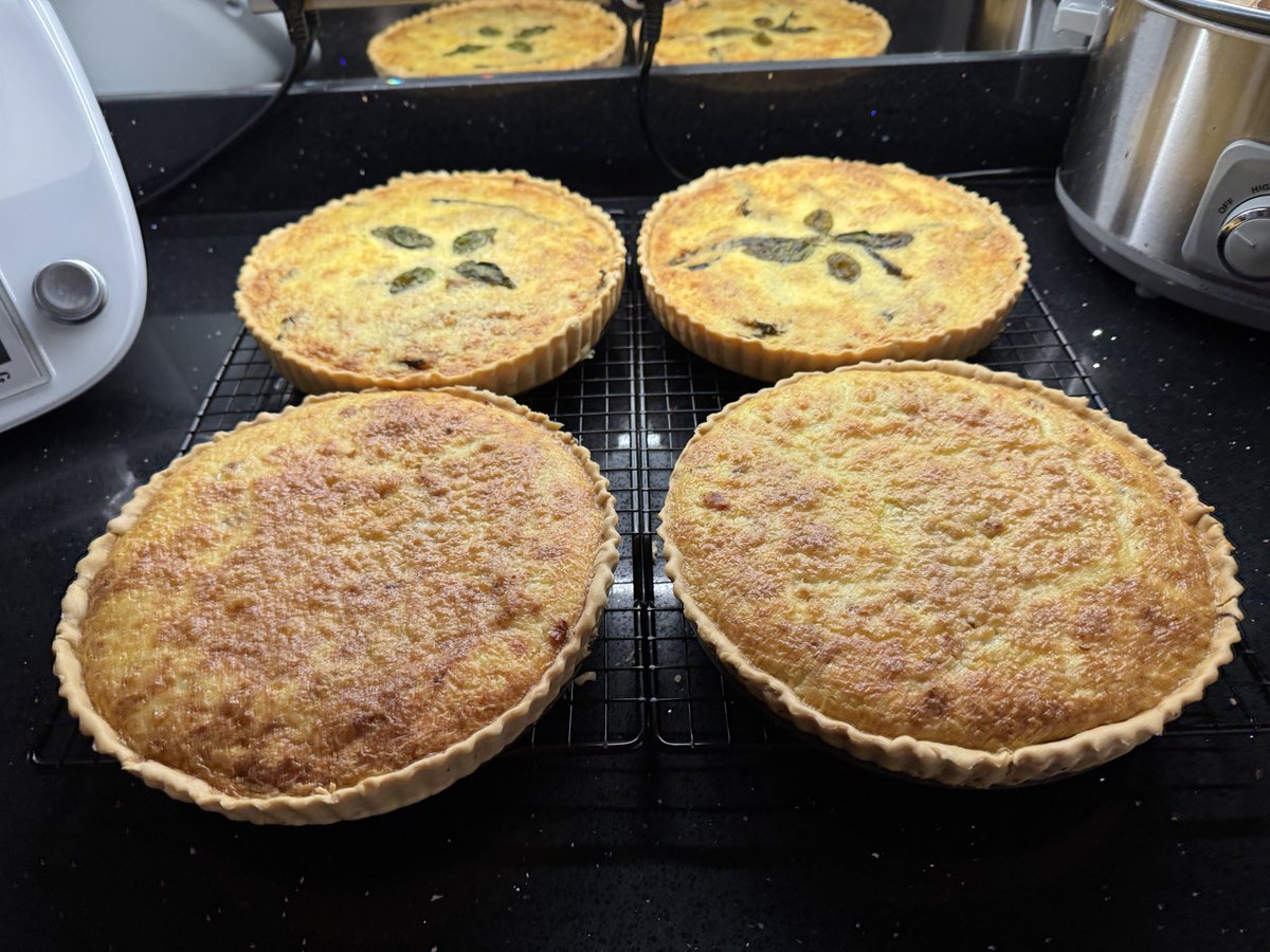 braughinghall's tweet photo. Zero hour is upon us.  Braughing Sunday Teas in the Village Halll today from 2.30pm.  These quiches are just an example of the yummy eats for sale.  Please come and support us.  You will be very welcome. https://t.co/zwTTEimrQ4