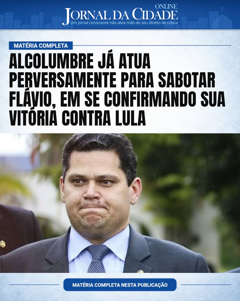 JornalDaCidadeO's tweet photo. Alcolumbre já atua perversamente para sabotar Flávio, em se confirmando sua
vitória contra Lula

O presidente do Senado Federal, Davi Alcolumbre, está articulando para reduzir poderes de Flávio Bolsonaro, caso se confirme sua eleição para a presidência da República.

No plano de Alcolumbre está a indicação de Rodrigo Pacheco, ainda em 2026, para o Supremo Tribunal Federal (STF), retirando essa possibilidade de indicação de Flávio Bolsonaro.

Alcolumbre também pretende mudar a idade mínima para indicação de ministro do STF dos atuais 35 anos para algo em torno de 55 a 60 anos. Assim, os indicados por Flávio ficariam menos tempo no cargo.

A intenção é fazer essa votação de forma rápida, logo após a realização do 2º turno.

Matéria do Jornal da Cidade Online