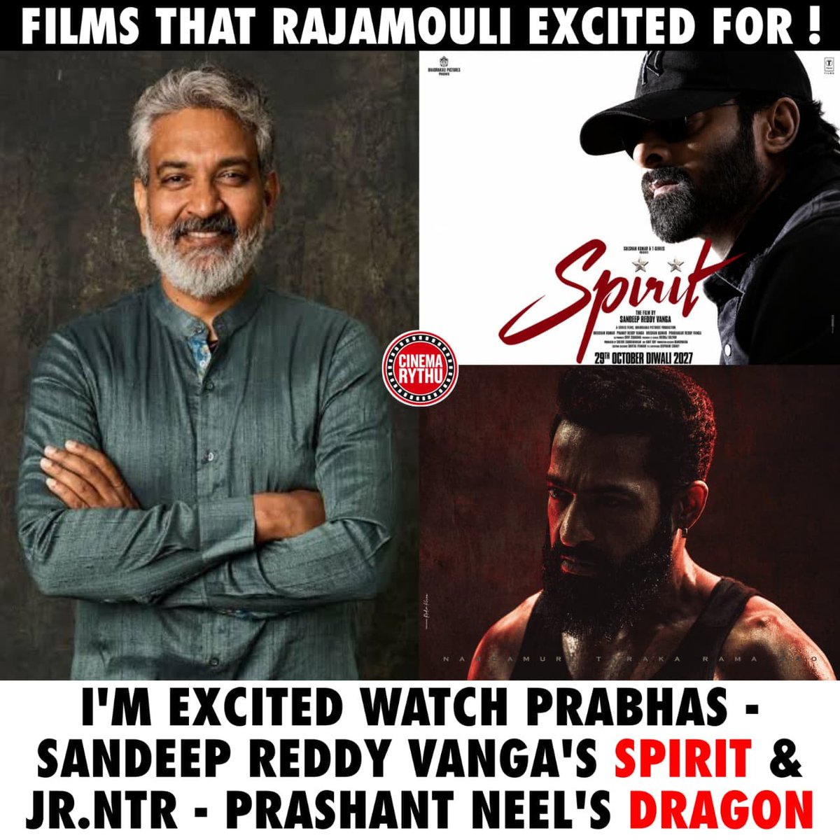 CinemaRythu's tweet photo. #SSRajamouli excited for #Spirit &amp; #Dragon https://t.co/qJnQ4CltTY