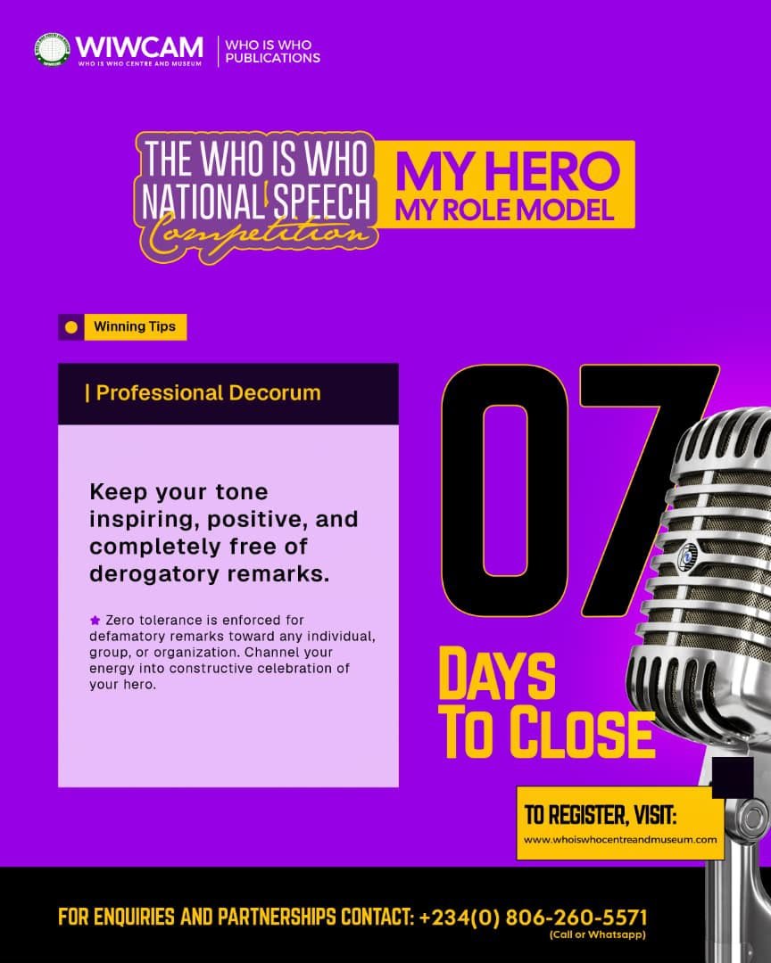 WhoisWhoWIWCAM's tweet photo. *Stand up. Speak out. Shine bright.*

*Deadline for submission is 25th October, 2026.*

📲 For group invites, enquiries, and partnerships, connect with us directly:
   WhatsApp Group: https://t.co/K4AIsaw9a7
   💬 WhatsApp Call &amp; Chat: 08062605571 https://t.co/lrwjuMi2UI