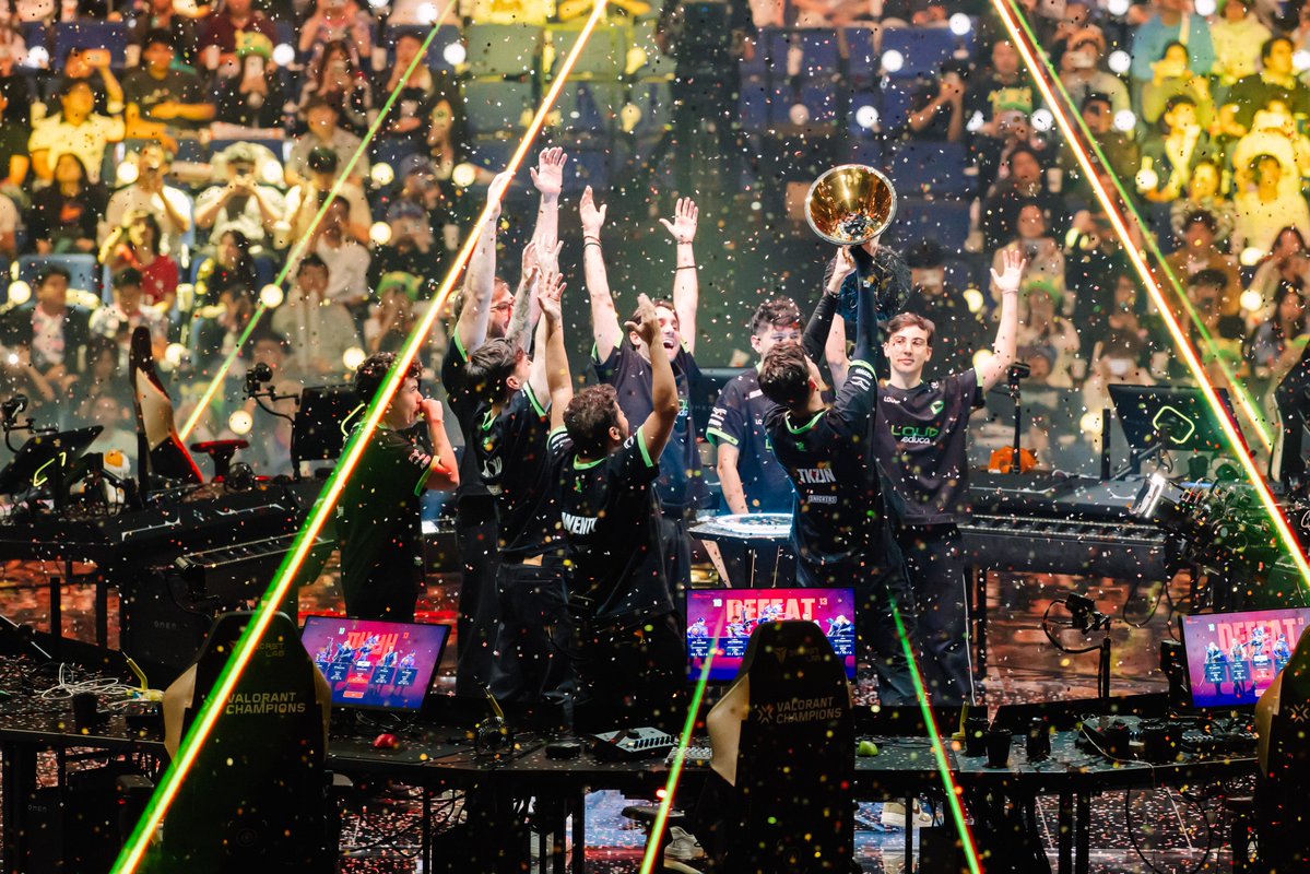 ValorantEsports's tweet photo. The first team to win two #VALORANTChampions trophies 🏆 https://t.co/cpytcl6zOQ