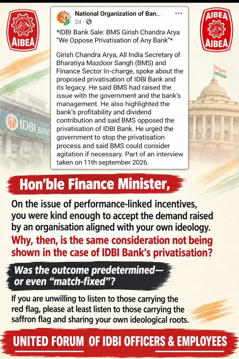 DevidasTul23568's tweet photo. #idbinotforsale 
@nsitharamanoffc 
@nsitharaman 
@narendramodi 
@PMOIndia https://t.co/HvTA9lFEoc