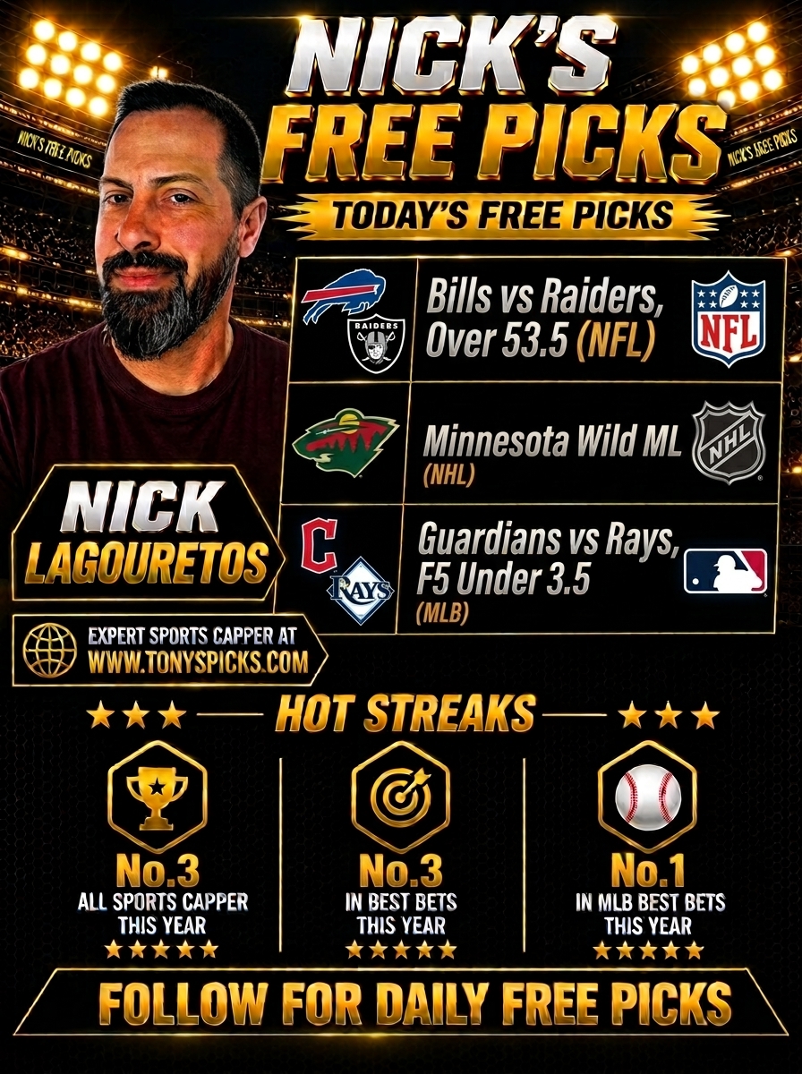 FreePickNick's tweet photo. 3 Free Picks for Sunday, October 18
Top-3 All Sports Capper & No.3 in Best Bets this year
Best bets & long-term packages in my capper page: https://t.co/f9YM27EhR0
#FreePicks #BettingTips #freepicksdaily #betting #sportsbetting #fyp #fy #fyou #fyoupage #4u #4youpage https://t.co/QJ6x3A5937