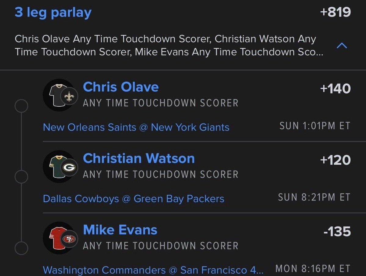 Kimberly1se3's tweet photo. NFL 🏈 3LEG PARLAY +819🍀 https://t.co/93EzeIL7Dd