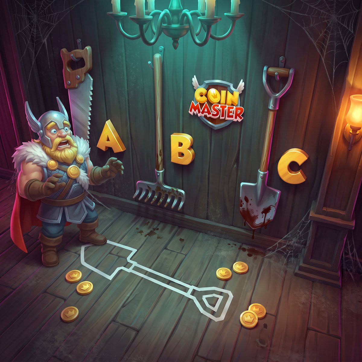 CoinMasterGame's tweet photo. Something WICKED happened at the HAUNTED HOTEL... 🏨🕷️
CAN YOU CRACK THE CASE? A WEAPON WAS LEFT AT THE SCENE!
Is it A, B, or C? 🔎🧐
TELL US IN THE COMMENTS and grab this REWARD ---> https://t.co/1ipQS3ESSm https://t.co/obNEtl8NSX