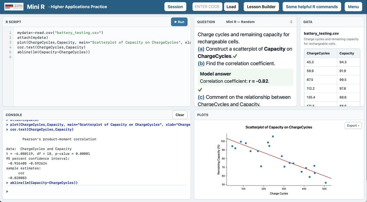 VisMathsBuilder's tweet photo. https://t.co/iVj8mVha5t

Back to school this week?

If you teach Higher Applications of Maths, take a look at Mini R. 

Simulate R Studio via a web page.

You can use it on any device. 
No logins. 
No ads. 
Free to use. https://t.co/nya5kTOJFv