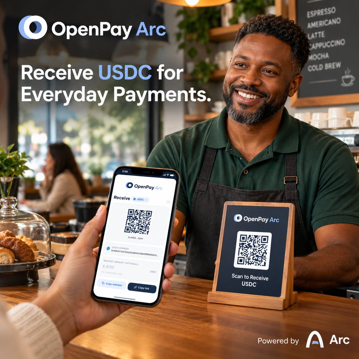OpenPayArc's tweet photo. Introducing OpenPay Arc — Powered by @arc . @jerallaire 

Bringing @USDC  into everyday commerce.

OpenPay Arc is focused on making it easier for businesses to receive USDC payments, connecting digital dollars with real-world transactions.

A step toward a more accessible and seamless payment experience.

Explore OpenPay Arc:
https://t.co/zHDXBbMfGg

#OpenPayArc #Arc #USDC #Stablecoins #DigitalPayments #Web3