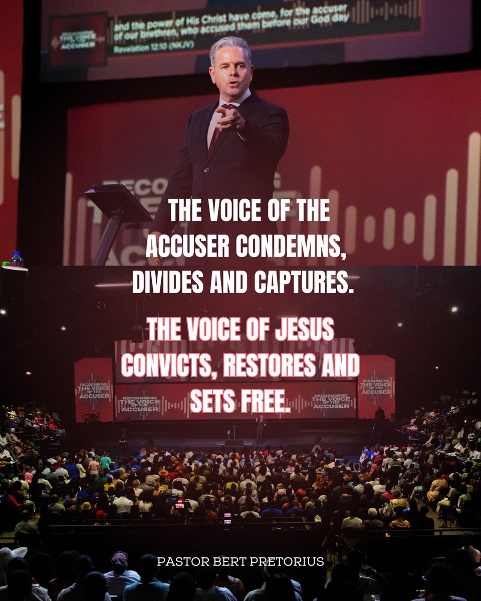 My3C_'s tweet photo. “The voice of the accuser condemns, divides and captures. The voice of Jesus convicts, restores and sets free.” - Ps @BertPretorius https://t.co/ni9qQtgjIf
