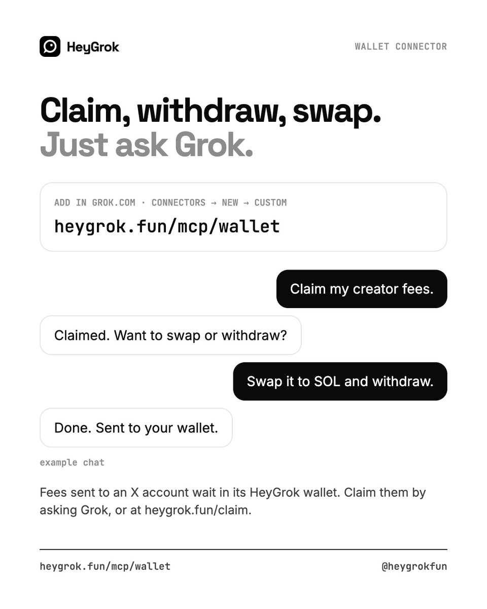 heygrokfun's tweet photo. Claim, withdraw, swap. Just ask Grok.

Add the wallet connector in https://t.co/JZLcSOYAb6: https://t.co/YOPPMV3sU5 https://t.co/APwiHueKDO