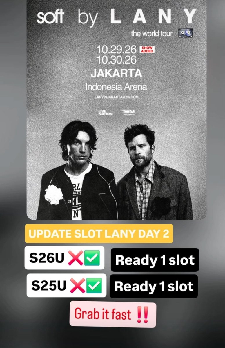 kyoong_rent's tweet photo. We are ready RENT S26U &amp; S25U for SOFT BY LANY WORLD TOUR IN JAKARTA

DAY 1 ALL UNIT READY

DAY 2
S26U ❌️✅️ Ready 1 unit
S25U ❌️✅️ Ready 1 unit

📍COD venue 
❌️ No deposit

Cek testimoni di IG: kyoong_rent

#SOFTBYLANY
#LANYINJAKARTA
#RentSamsung
#SewaSamsung https://t.co/Z7pY5ZC2ni