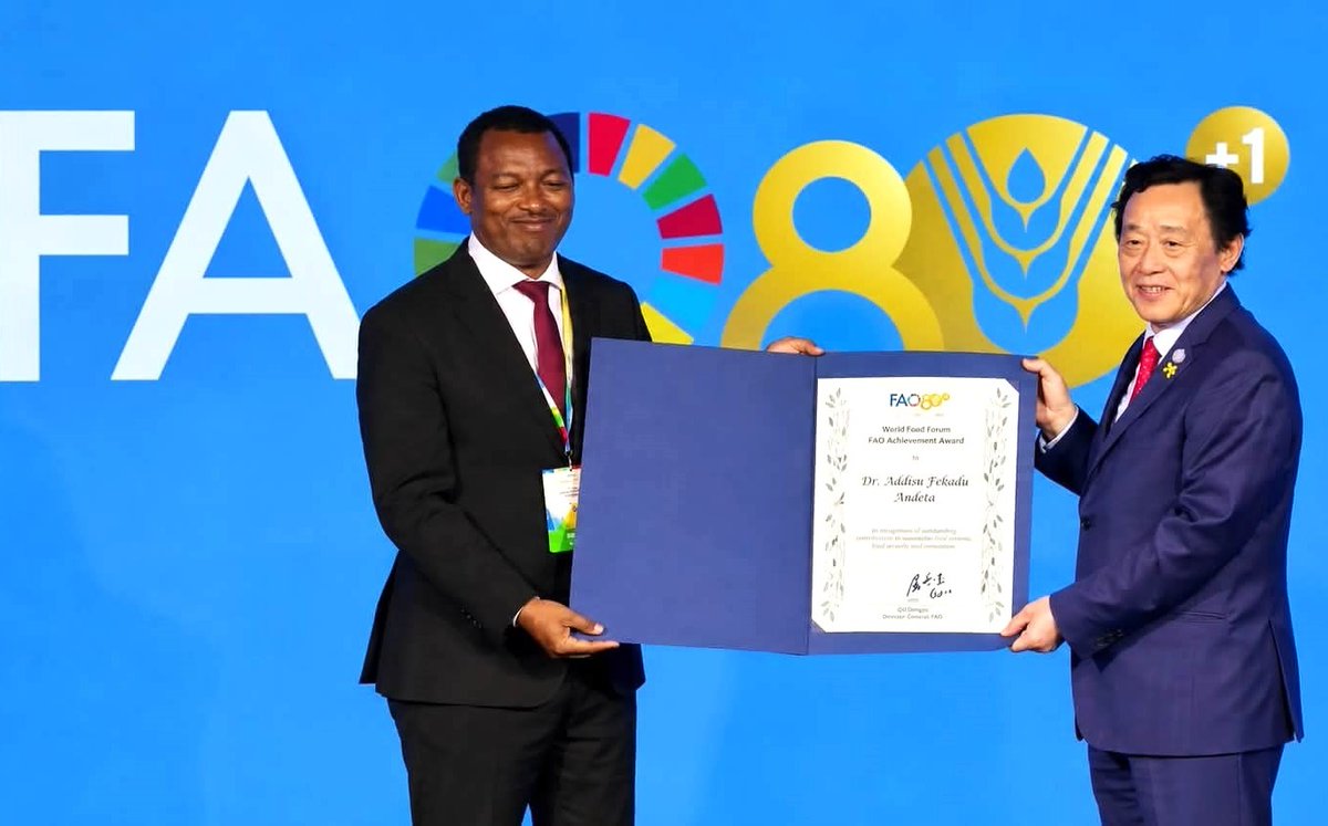 FAOEthiopia's tweet photo. From women’s leadership to science & innovation, #Ethiopia shines! 🇪🇹 @FAO recognizes Senait Gezahegn among its 100 Women Heroes & Addisu Fekadu, @ArbaMinch_Univ, with the 2026 FAO Achievement Award for innovations in #enset processing.
#WorldFoodDay
👇
https://t.co/GcXAQdgXLi https://t.co/lUCDyMjHmD