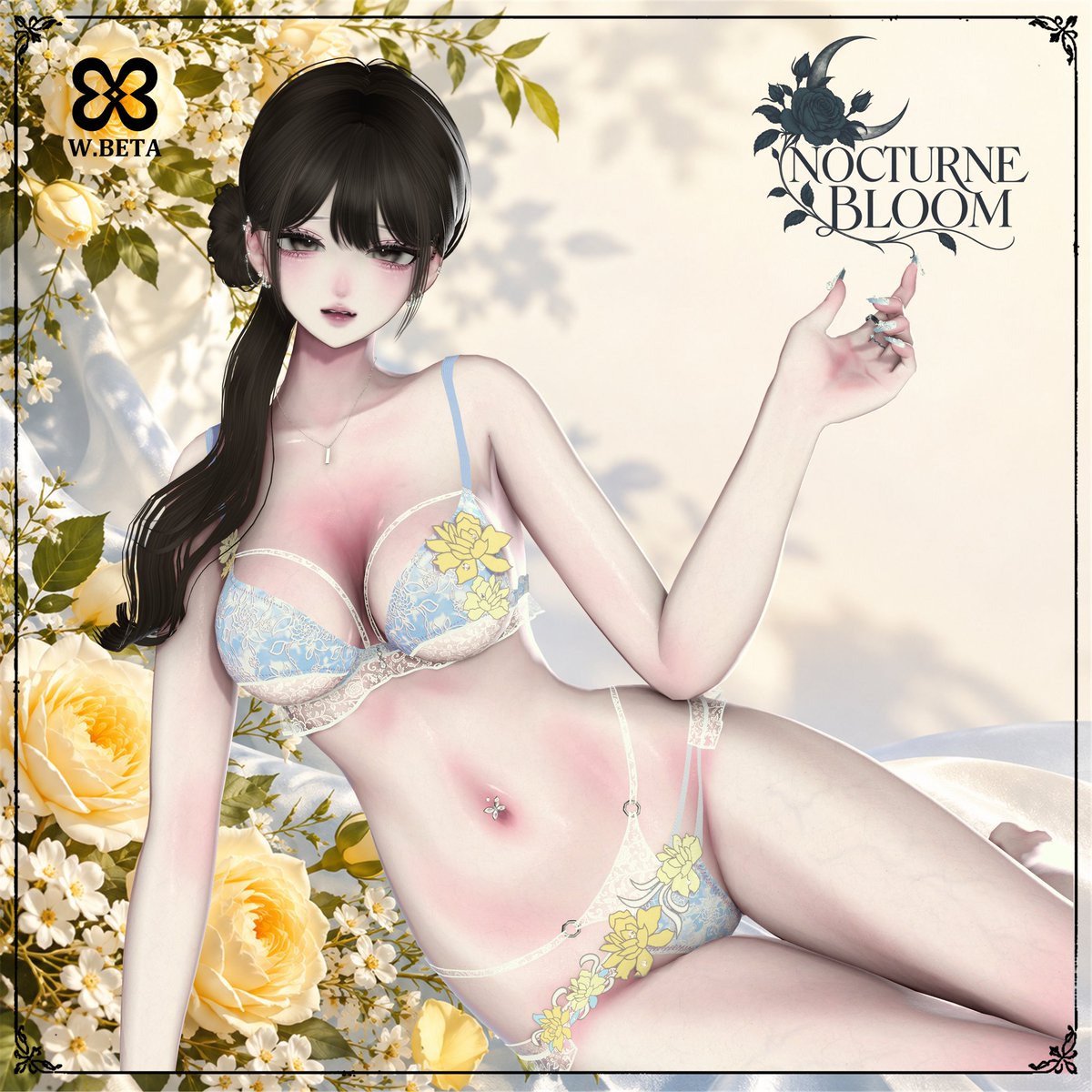WBETA_NEXUS's tweet photo. 🎁発売記念プレゼント企画🎁
新作「NOCTURNE BLOOM」を抽選で5名様にプレゼント✨
BOOTHのスキ♥200件ごとに1名様追加！
花飾りと繊細なレース、全9色のランジェリーです🌹
レースや花飾りは取り外し可能。お好みの組み合わせで楽しめます。8アバター対応。

応募条件はこちら
↓　↓　↓

①BOOTHの商品ページで【スキ♥】を押す
↓
https://t.co/FgMSnEomEA

②このポストをリポスト＆フォロー

抽選結果発表は10月20日です！
ご応募お待ちしております🙇