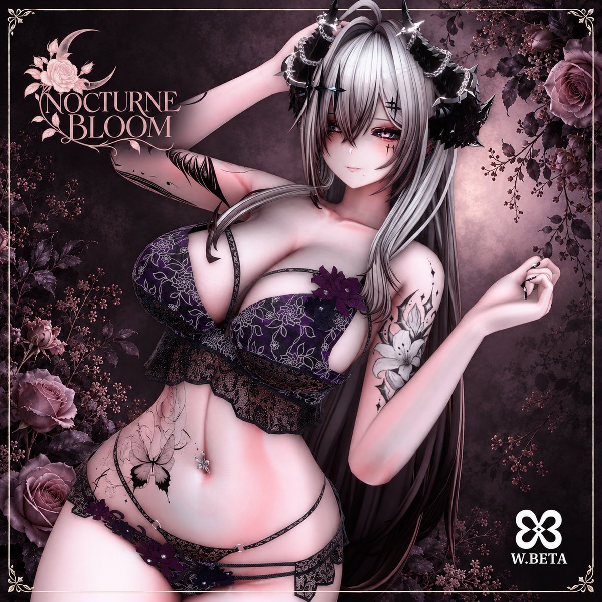 WBETA_NEXUS's tweet photo. 🎁発売記念プレゼント企画🎁
新作「NOCTURNE BLOOM」を抽選で5名様にプレゼント✨
BOOTHのスキ♥200件ごとに1名様追加！
花飾りと繊細なレース、全9色のランジェリーです🌹
レースや花飾りは取り外し可能。お好みの組み合わせで楽しめます。8アバター対応。

応募条件はこちら
↓　↓　↓

①BOOTHの商品ページで【スキ♥】を押す
↓
https://t.co/FgMSnEomEA

②このポストをリポスト＆フォロー

抽選結果発表は10月20日です！
ご応募お待ちしております🙇