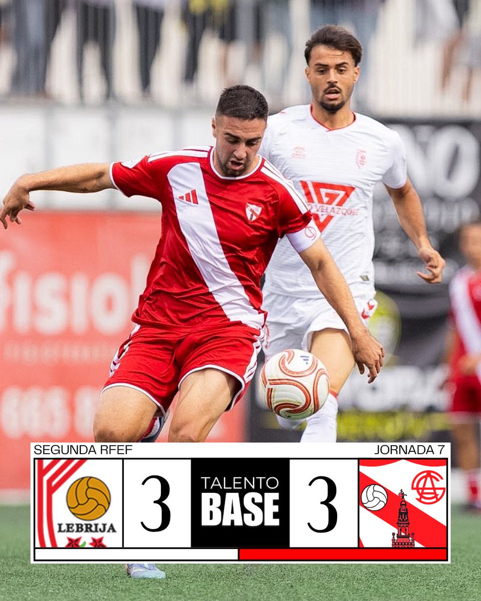 TalentoBase's tweet photo. 🚨 ¡𝐅𝐈𝐍𝐀𝐋 DEL PARTIDO!

🔴 El #SevillaAtlético empata ante el Antoniano en un partido frenético. Pedraza y Valentino, por partida doble, fueron los goleadores del filial sevillista.

👀 Prolonga la mala racha de resultados (cinco semanas sin ganar) antes de recibir al filial del Tenerife.