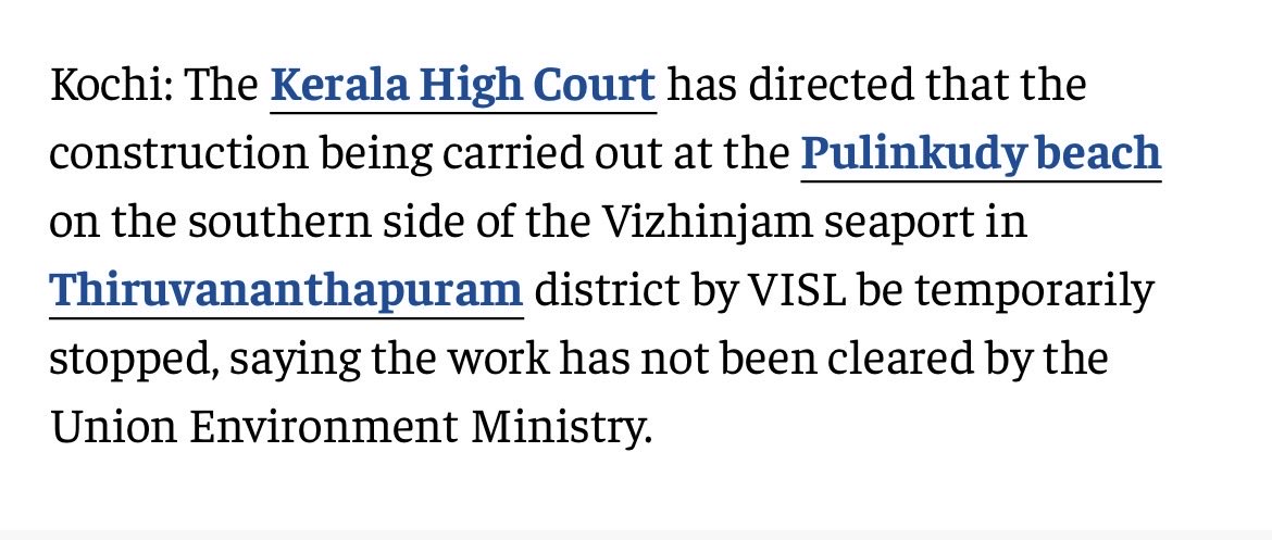 harrapasabhyata's tweet photo. Kerala HC stops Adani from Construction at Vizhinjam over Environmental Clearances,

✌️Just a PIL from a Agrarian Fisher was enough to stop construction regarding the most important port in South Asia https://t.co/CGrT9OzxT7