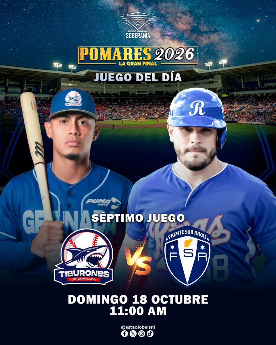 estadiobeisni's tweet photo. Juego del día🔥 la #GranFinal del #Pomares2026 en el #EstadioNacionalSoberanía🏟️ https://t.co/rNkO4nE0ZW