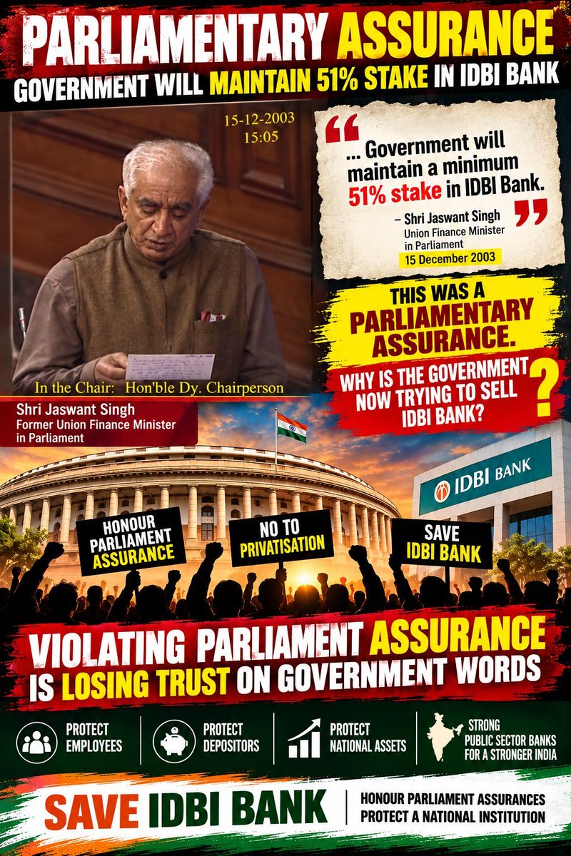 AIIDBIOA_BIHAR's tweet photo. Behind every achievement are dedicated employees who serve customers and build trust. Their concerns about job security, career progression and service conditions must not be overlooked in decisions about the bank's future.

✊ Respect employees. Protect their interests. Hear their voices!

#IDBINorForSale #StopPrivatisation #SaveIDBI
#IDBINotForSale